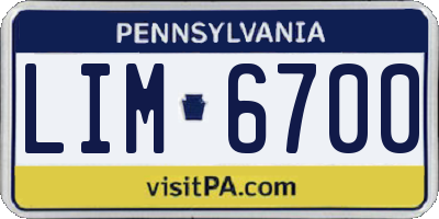 PA license plate LIM6700
