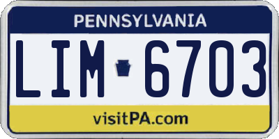 PA license plate LIM6703