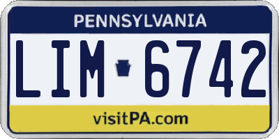 PA license plate LIM6742
