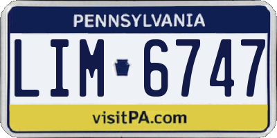 PA license plate LIM6747