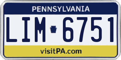 PA license plate LIM6751