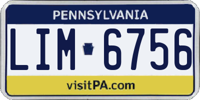 PA license plate LIM6756
