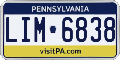 PA license plate LIM6838