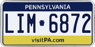 PA license plate LIM6872