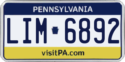 PA license plate LIM6892