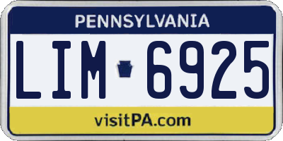 PA license plate LIM6925