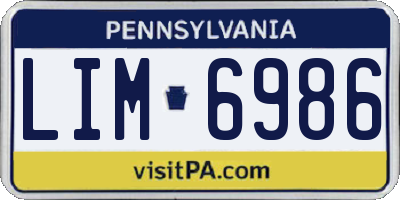 PA license plate LIM6986