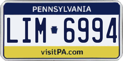 PA license plate LIM6994