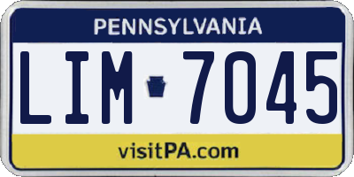 PA license plate LIM7045