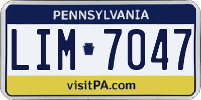 PA license plate LIM7047
