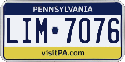 PA license plate LIM7076