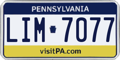 PA license plate LIM7077