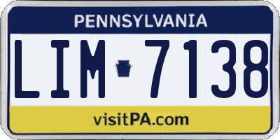 PA license plate LIM7138