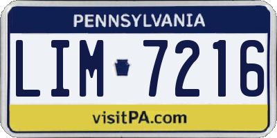 PA license plate LIM7216