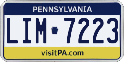 PA license plate LIM7223