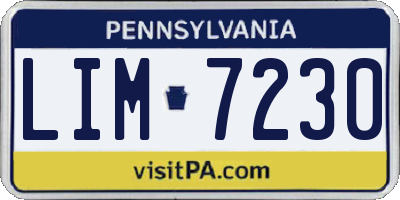 PA license plate LIM7230
