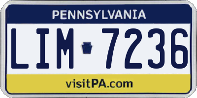 PA license plate LIM7236