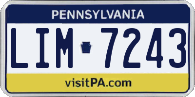 PA license plate LIM7243