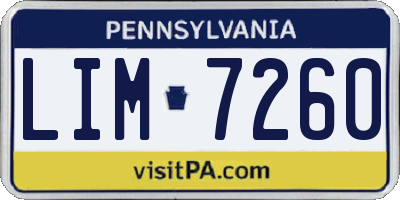 PA license plate LIM7260