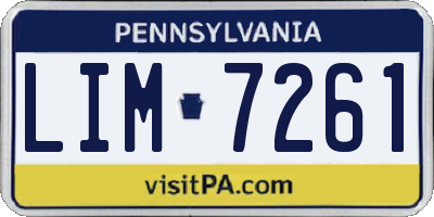 PA license plate LIM7261