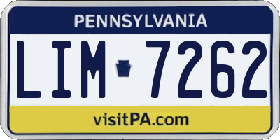 PA license plate LIM7262