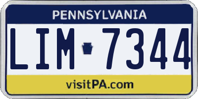 PA license plate LIM7344