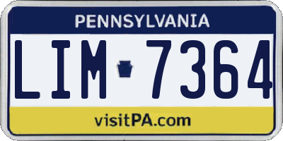 PA license plate LIM7364