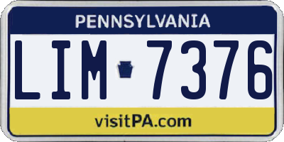 PA license plate LIM7376