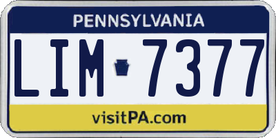 PA license plate LIM7377