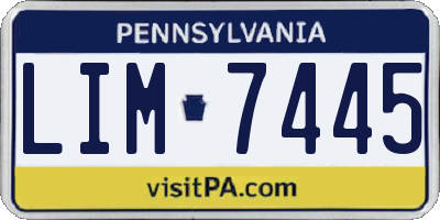 PA license plate LIM7445