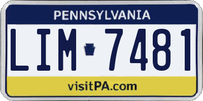 PA license plate LIM7481