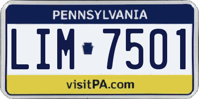 PA license plate LIM7501