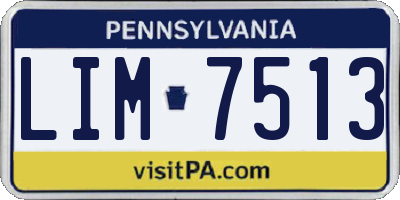 PA license plate LIM7513