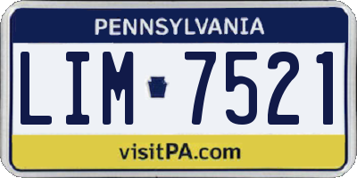 PA license plate LIM7521