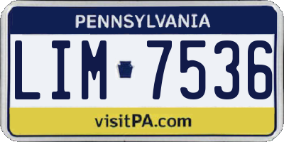 PA license plate LIM7536