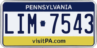 PA license plate LIM7543