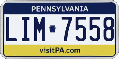 PA license plate LIM7558