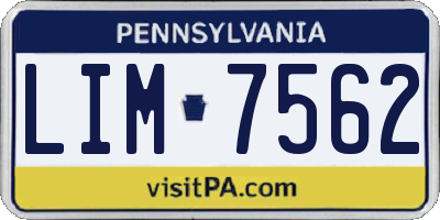 PA license plate LIM7562