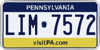 PA license plate LIM7572