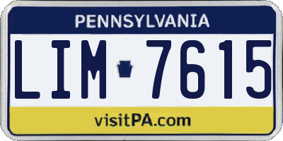 PA license plate LIM7615