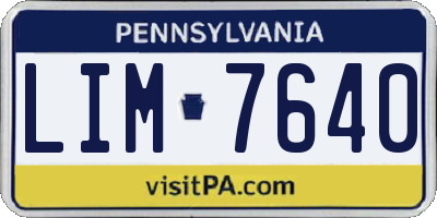 PA license plate LIM7640