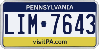 PA license plate LIM7643