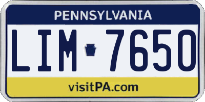 PA license plate LIM7650