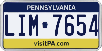 PA license plate LIM7654