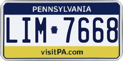 PA license plate LIM7668