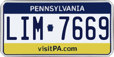 PA license plate LIM7669