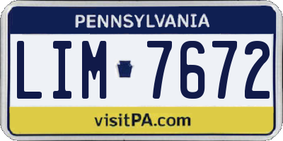 PA license plate LIM7672