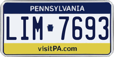 PA license plate LIM7693