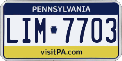 PA license plate LIM7703