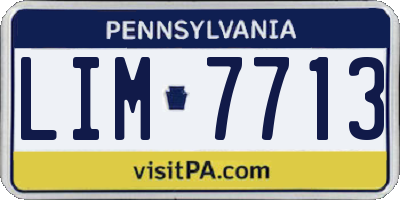 PA license plate LIM7713